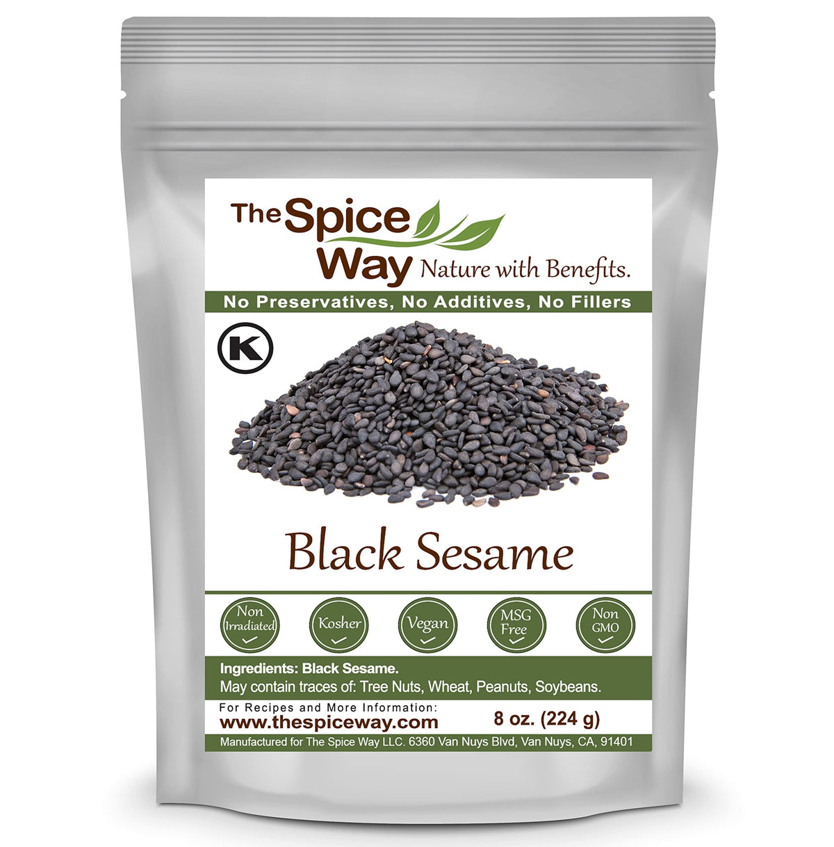 The Spice Way Black Sesame Seeds - 8 oz Pack, Non-GMO, Natural Flavor