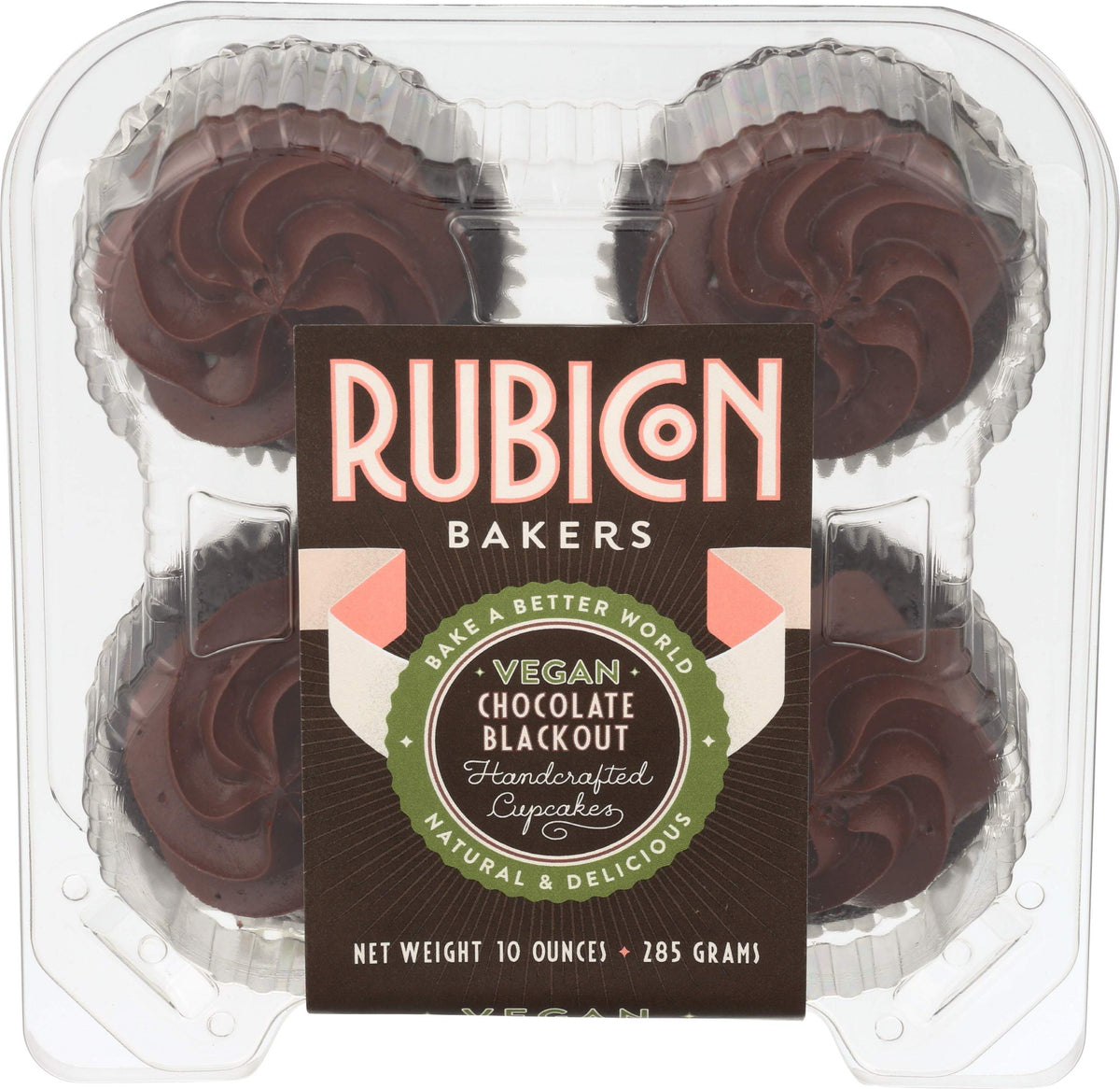 Rubicon Bakery, Cupcake Vegan Chocolate Blackout, 10 Ounce (Pack of 1)
