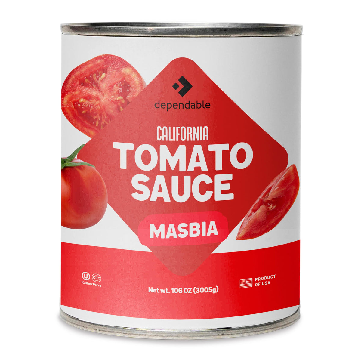 Dependable Foods Tomato Sauce - 106 oz.- Authentic California Vine to Bottle Blend - Kosher