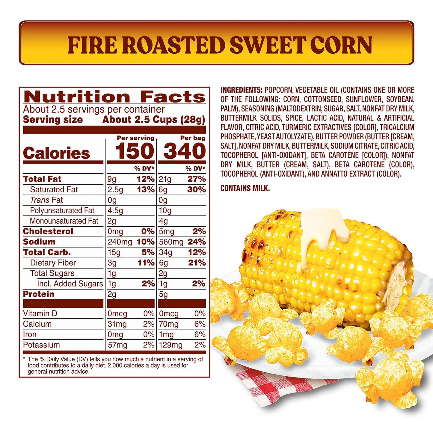 Herrs Popcorn, Fire Roasted Sweet Corn Flavor, 4 Ounce (Pack of 12 Bags) - Popcorn with Sweet and Smoky Corn Flavor - Perfect fo