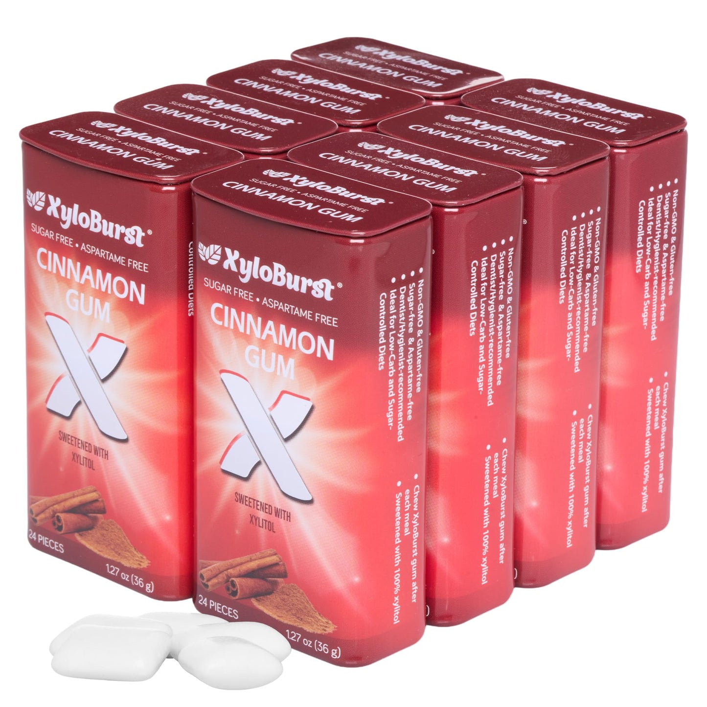 XyloBurst Gum | Xylitol Chewing Gum | Sugar Free, Gluten Free, Keto Friendly | Aspartame Free Gum For Oral Health | Cinnamon | 2