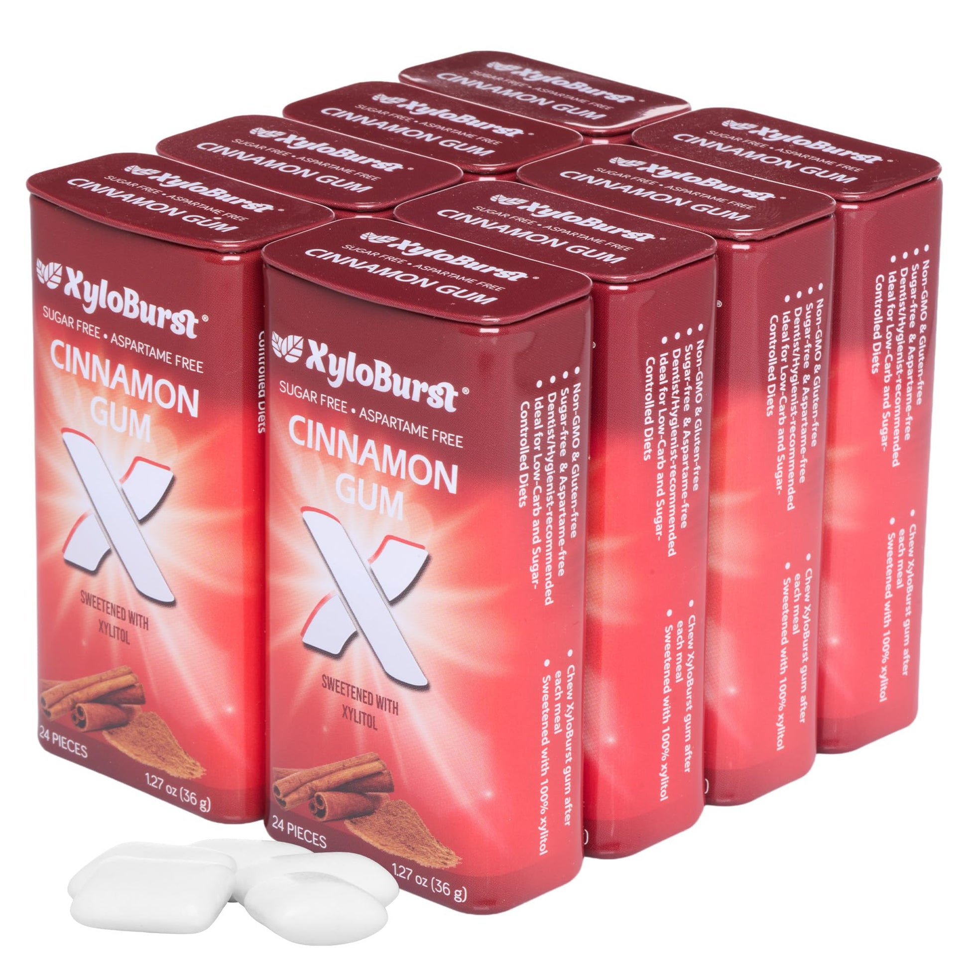 XyloBurst Gum | Xylitol Chewing Gum | Sugar Free, Gluten Free, Keto Friendly | Aspartame Free Gum For Oral Health | Cinnamon | 2