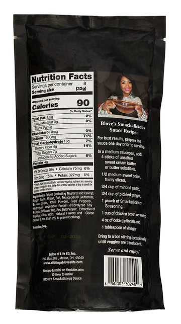 Bloves Smackalicious Sauce Seasoning Mix (Spicy), Spicy Seasoning Mix for Bloves Smacklicious Sauce W/Cajun, Mild & Garlic Butt