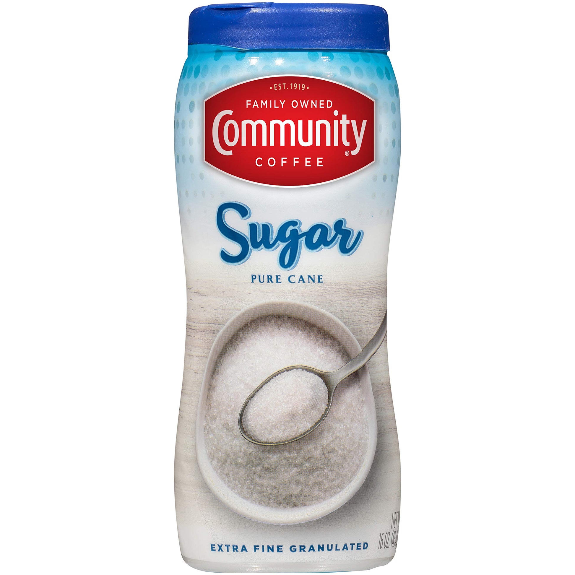 Community Coffee Extra Fine Granulated Sugar, 16 Ounce Can