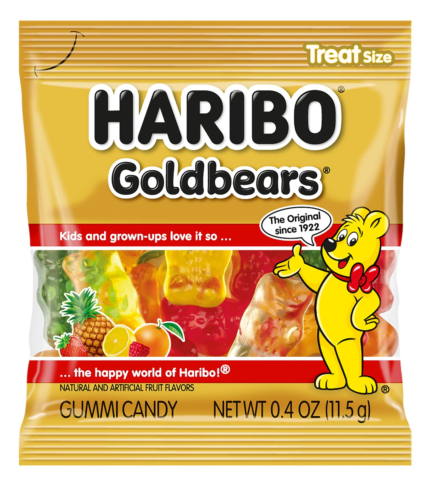 Haribo Gummi Candy, Original Goldbears, 9.5 Oz. Bag Of Mini Treat Bags
