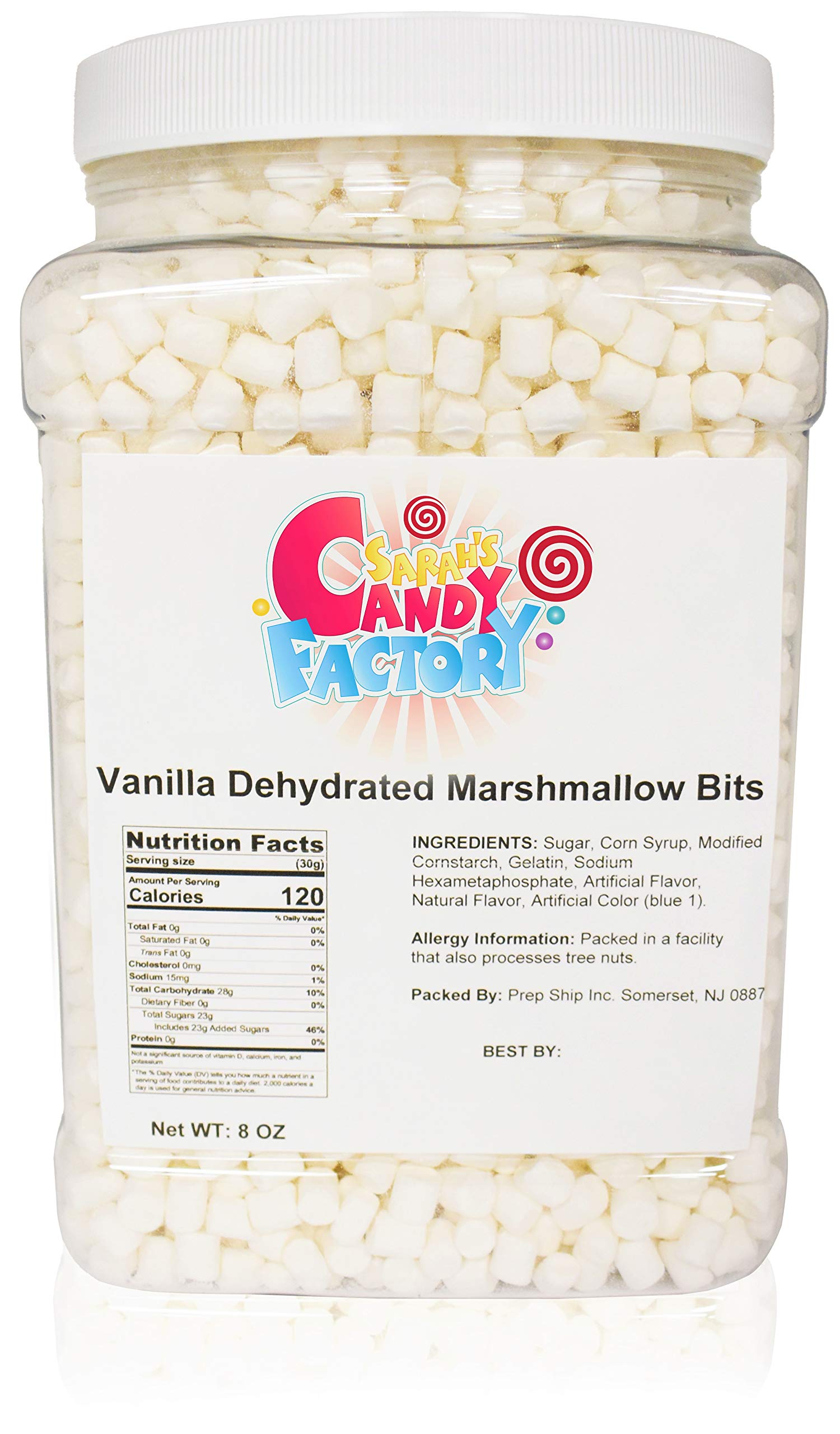 Sarah s Candy Factory Vanilla Mini Dehydrated Marshmallow Bits in Jar, 8 Oz