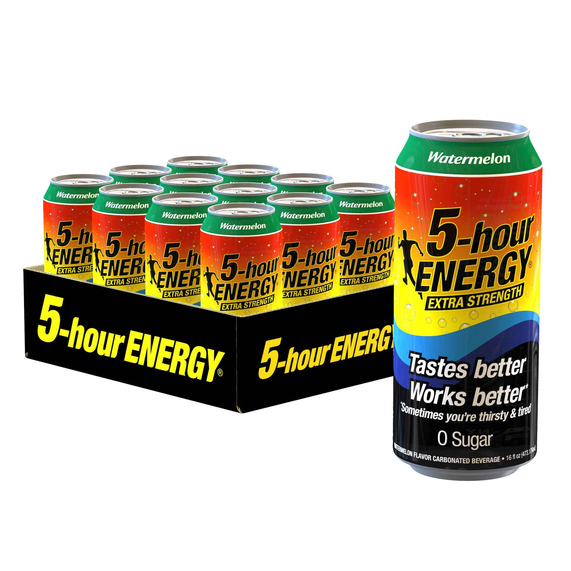 5-hour ENERGY Extra Strength Watermelon Energy Drink, Sugar-Free, 16oz Cans, Pack of 12, 230mg Caffeine