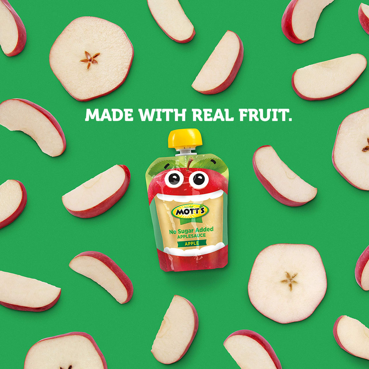 Mott'S No Sugar Added Applesauce, 3.2 Oz Clear Pouches, 4 Count