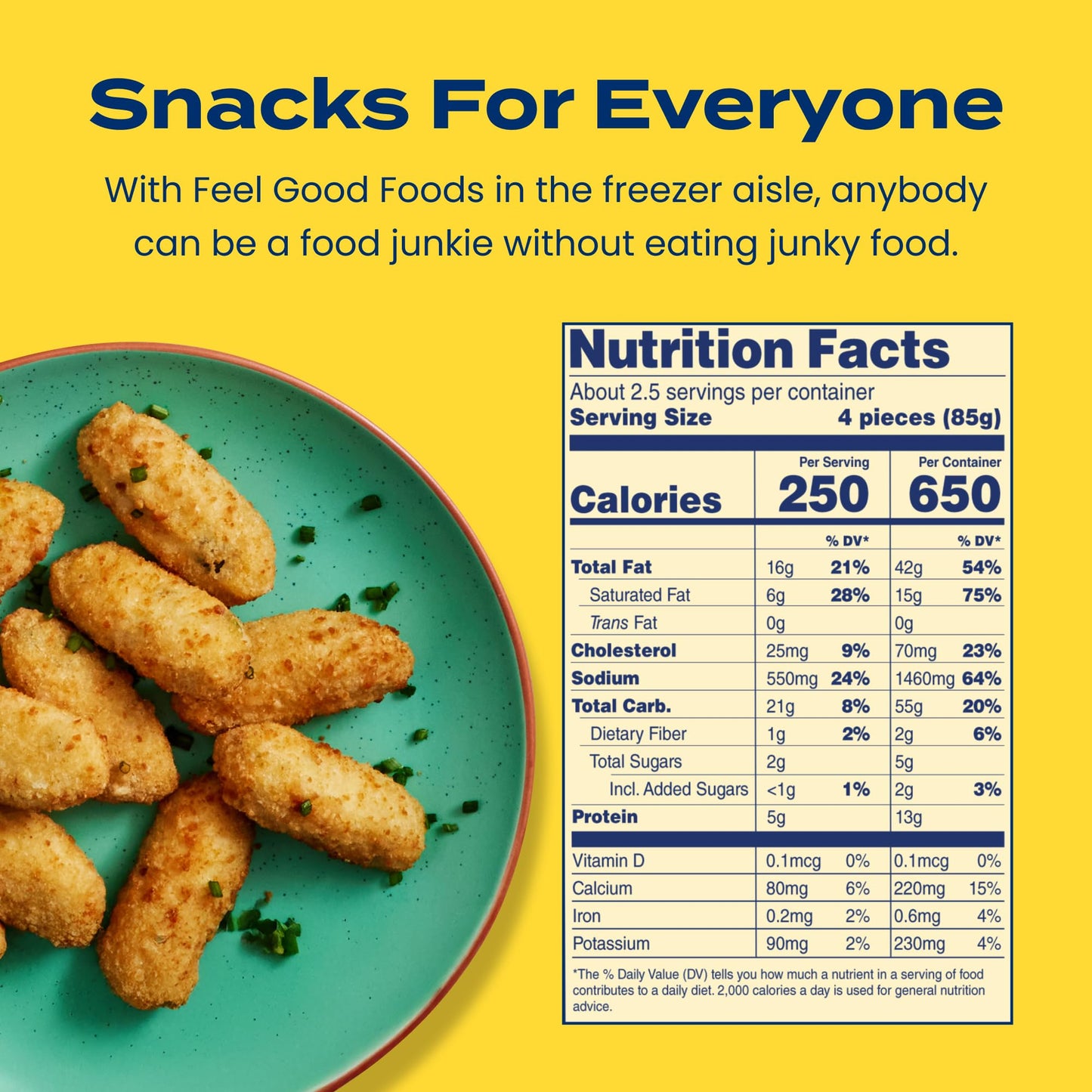 Feel Good Foods Crispy Jalapeno Popper Bites | Gluten-Free Frozen Appetizer Stuffed with Cream Cheese in Crispy Breading | 8oz