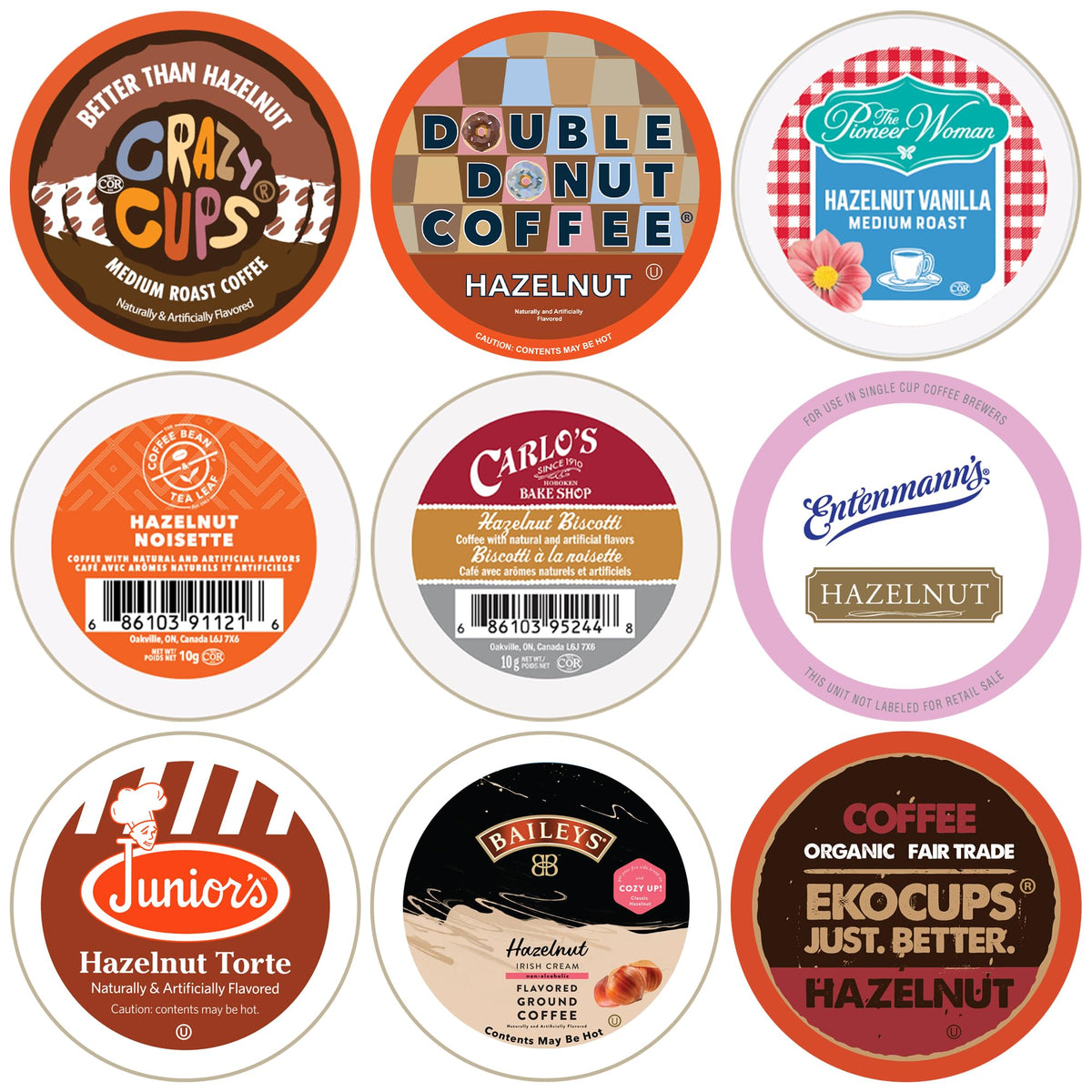 Perfect Samplers Hazelnut Coffee Pods Variety Pack - Medium Roast for Keurig - 30 Count