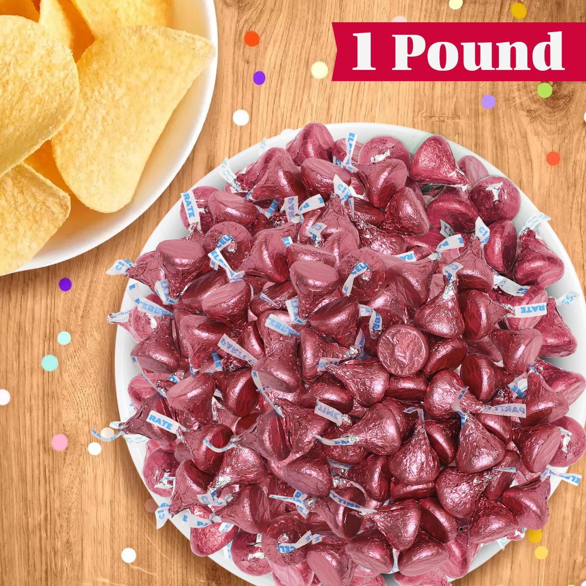 Milk Chocolate Candy In Pink Foil - 1 Pound Bag (Approx. 100 Pieces)  Individually Wrapped Chocolates Pink Candies for Baby Showers  Weddings  Gender Reveals & Party Buffets