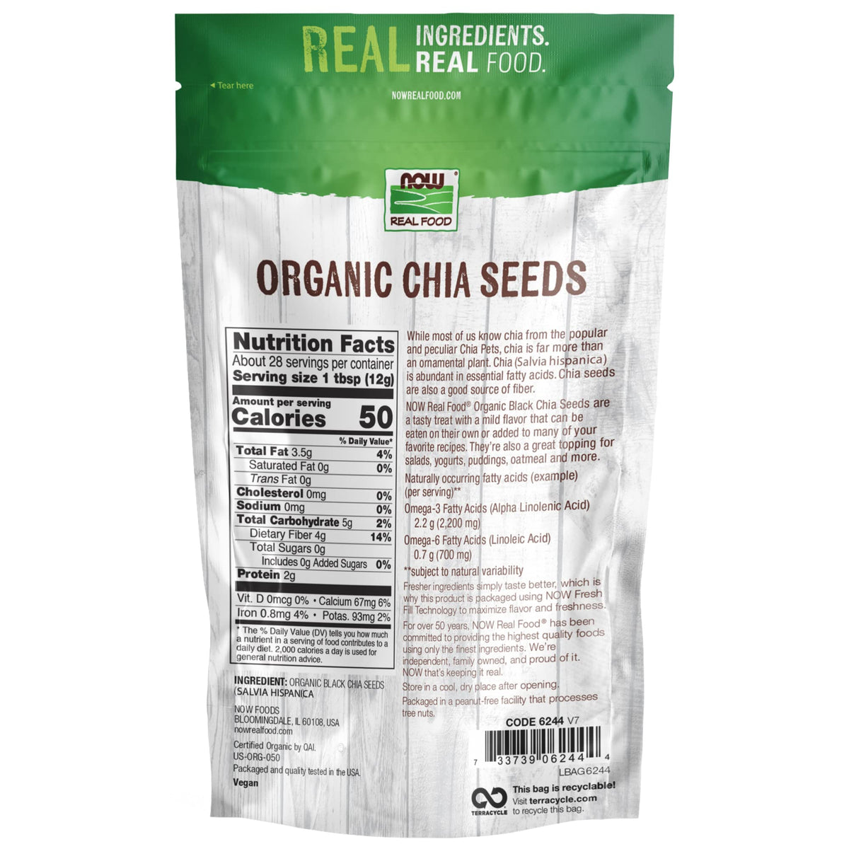 Now Foods, Organic Black Chia Seeds, Non-Gmo, Source Of Healthy Fatty Acids And Fiber, 12-Ounce (Packaging May Vary) (Pack Of 2)