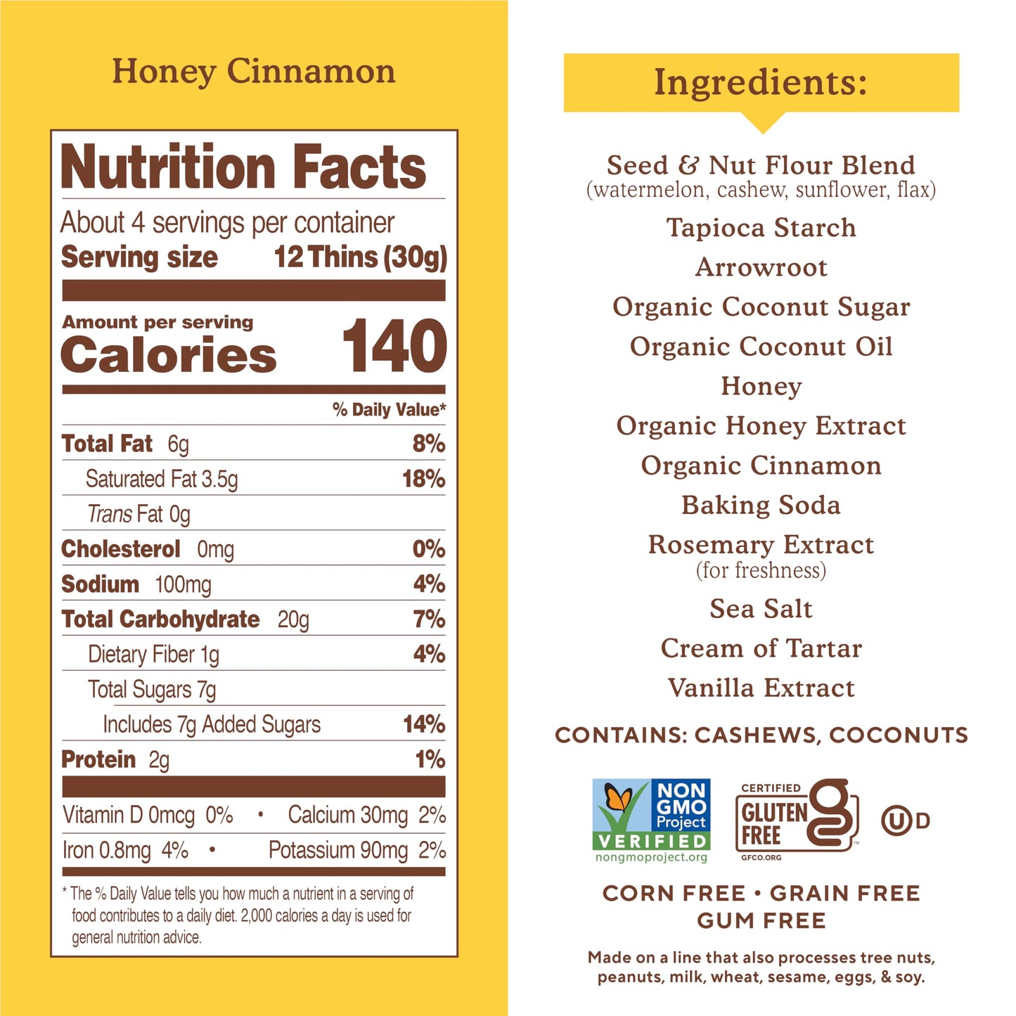 Simple Mills Honey Cinnamon Seed & Nut Flour Sweet Thins, Paleo Friendly & Delicious Sweet Thin Cookies, Good for Snacks, Nutrie
