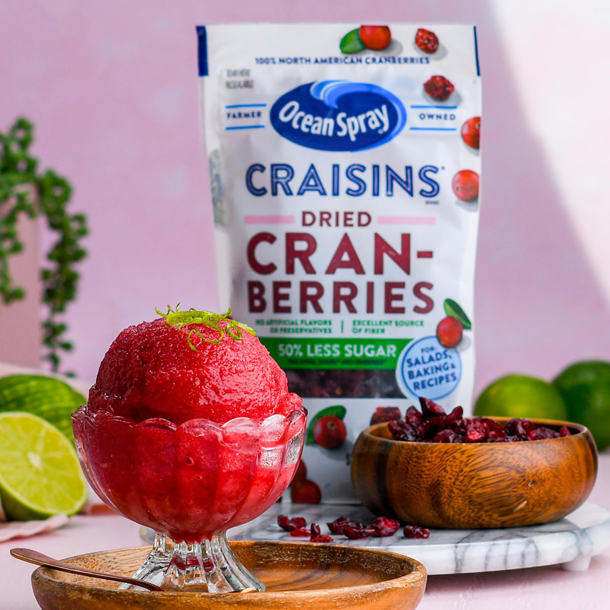 Ocean Spray Craisins Dried Cranberries, Reduced Sugar, 20 Ounce