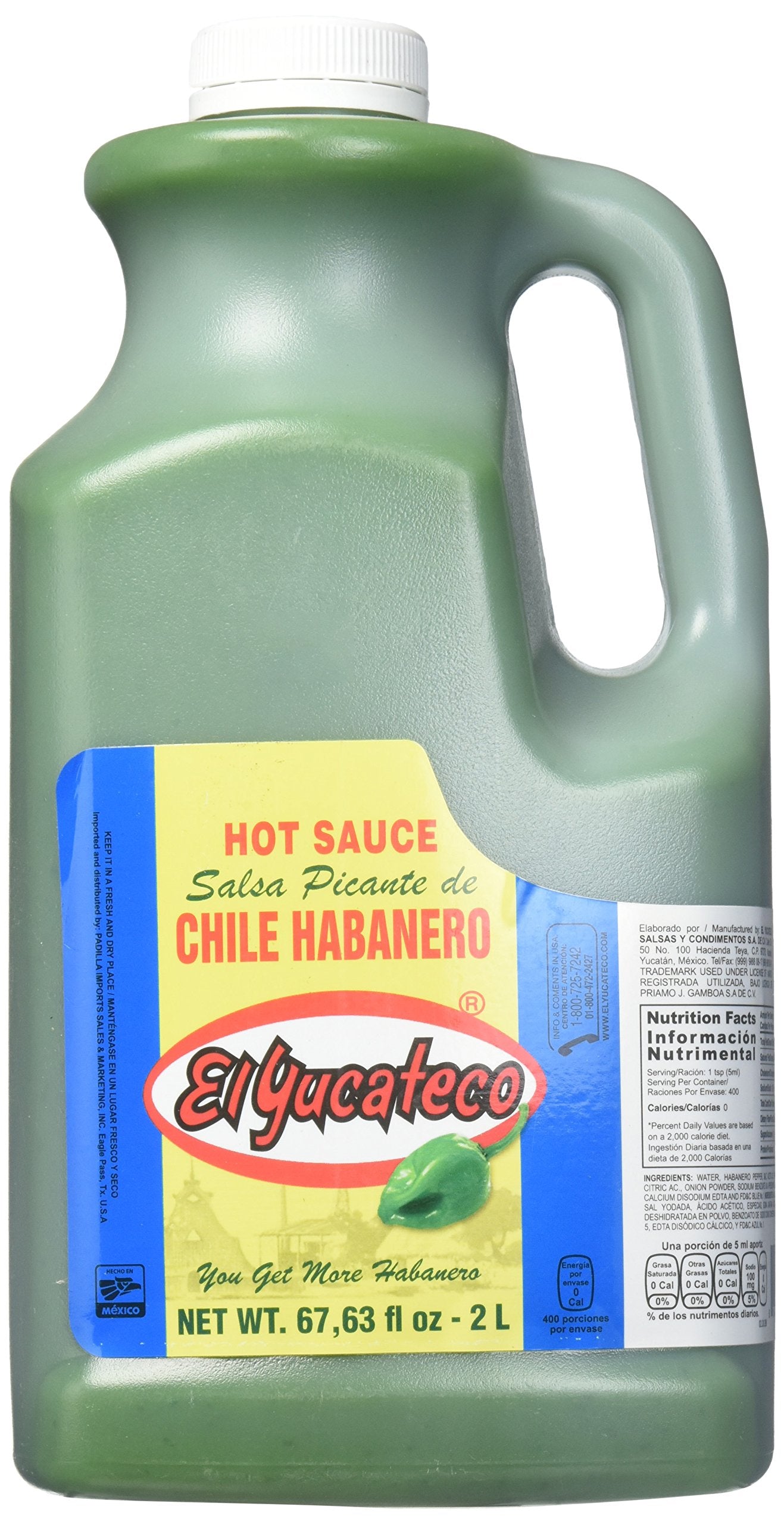 EL YUCATECO Green Habanero Hot Sauce 68 oz (Half Gallon) - Authentic Mexican Hot Sauce for Bold Flavor | Restaurant Size  enhanced Habanero Pepper Sauce for Cooking  Marinades & Foodservice