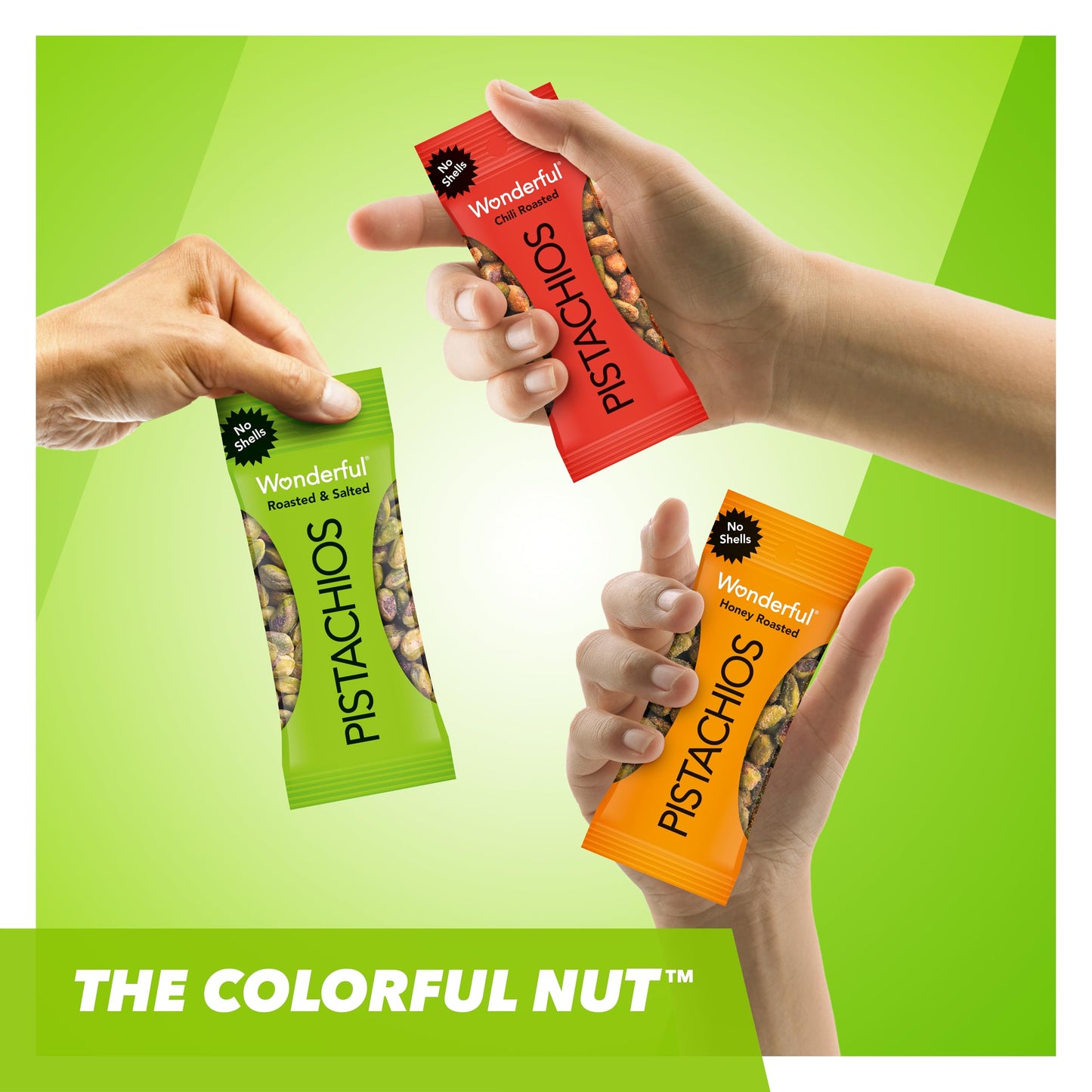 Wonderful Pistachios No Shells, 3 Flavors Mixed Variety Pack of 9 (0.75 Ounce), Roasted & Salted Nuts (4), Chili Roasted (3), Ho
