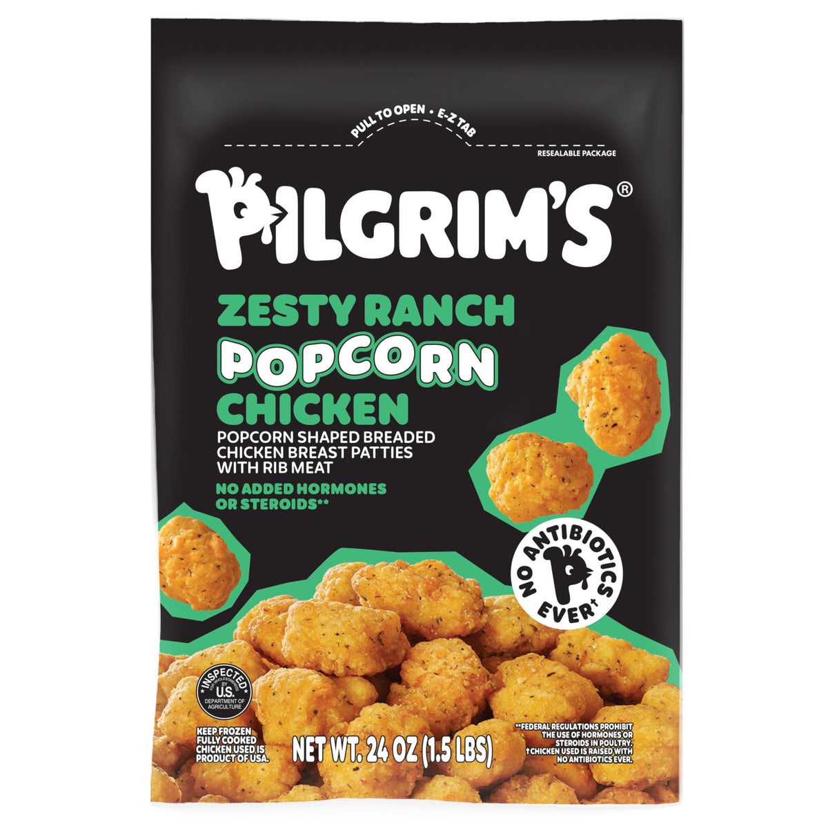 Pilgrims Zesty Ranch Popcorn Nuggets | Fully Cooked | 11 G Protein | Frozen |1.50 LB