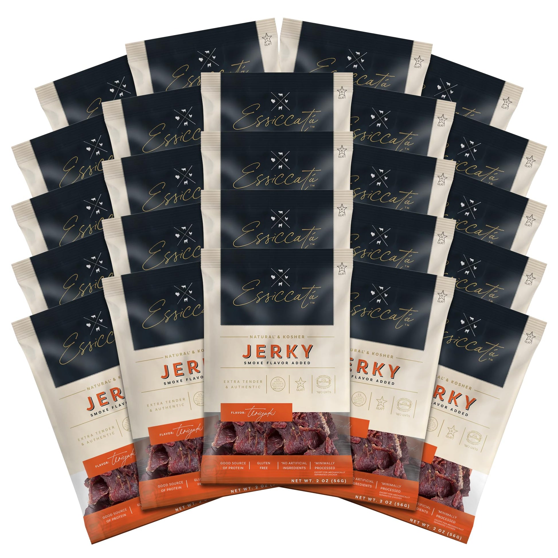 Premium Aufschnitt Beef Jerky - Extra Tender, Grass Fed, Low Sodium, Teriyaki - 24 Pack