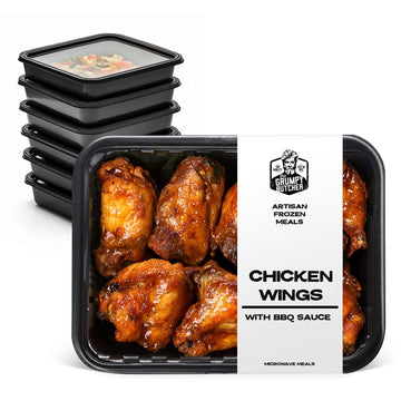 Grumpy Butcher Premium Premade Meals: BBQ Chicken Wings, 10 pack (12 oz each, 7.5 lb total) - Artisan Frozen Meals - Small Batch