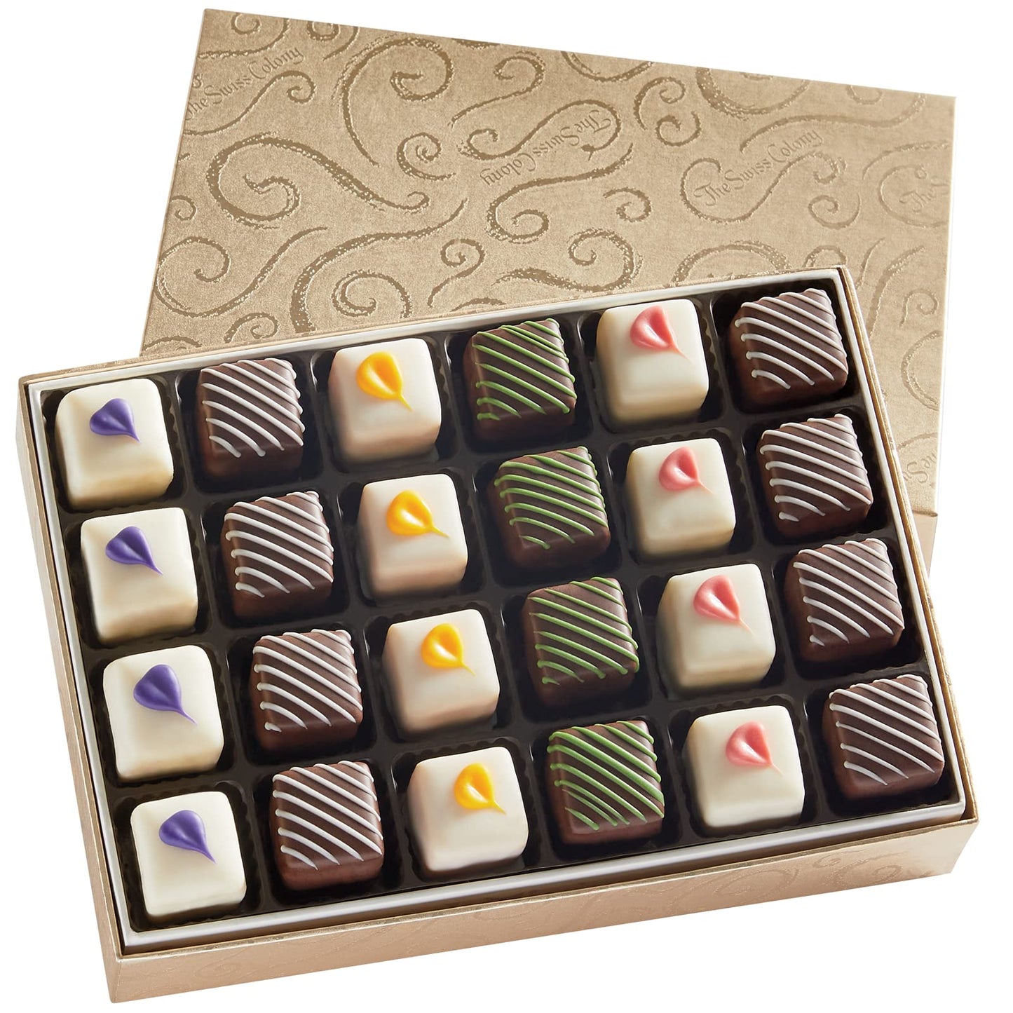 The Swiss Colony Spring Petits Fours - Gift Of 24 (.43 Oz. Each): Gourmet Cake Assortment  Chocolate & Petit Four Layer Cakes  Delightful Spring Desserts