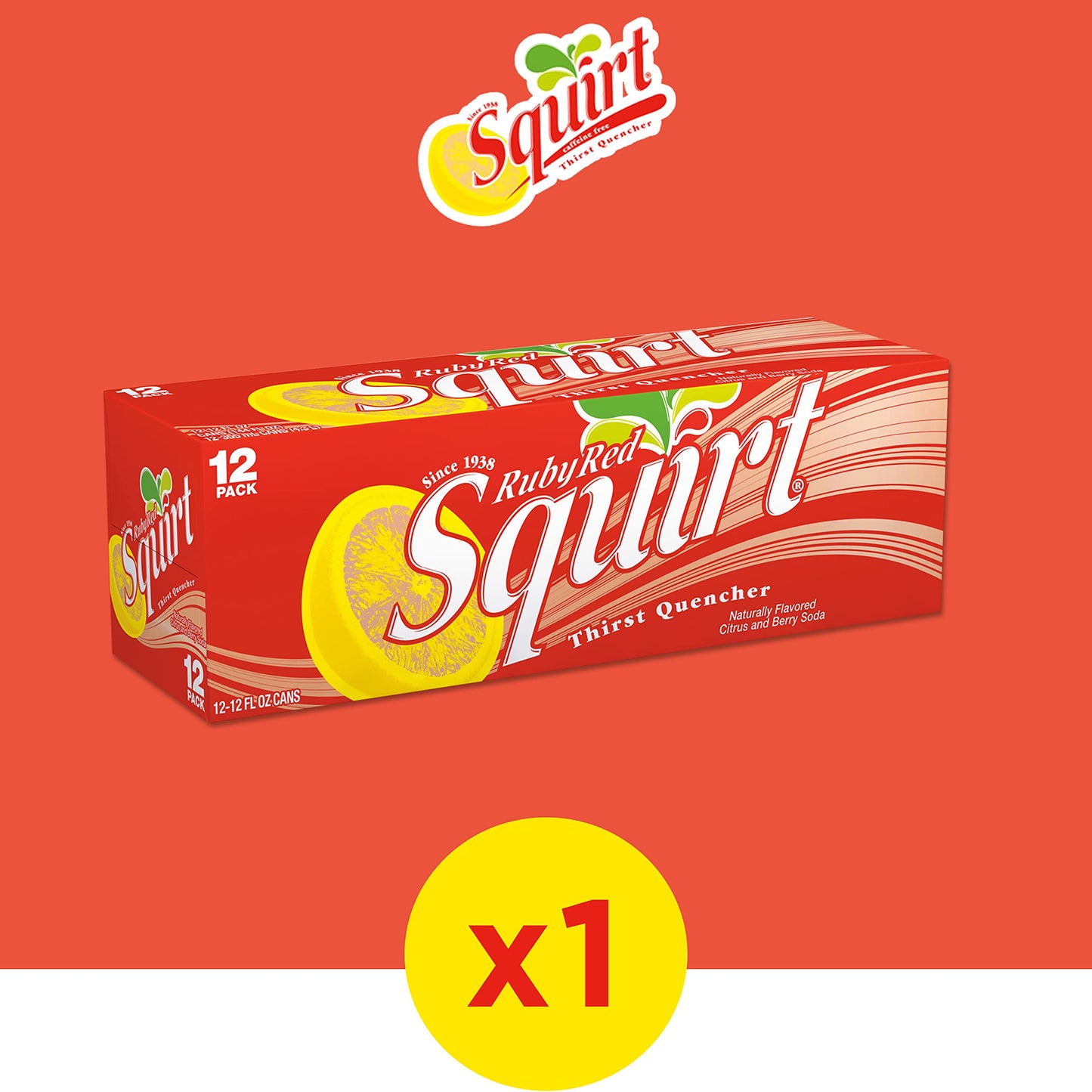Squirt Ruby Red G fruit Soda, 12 fl oz Cans, 12 Pack