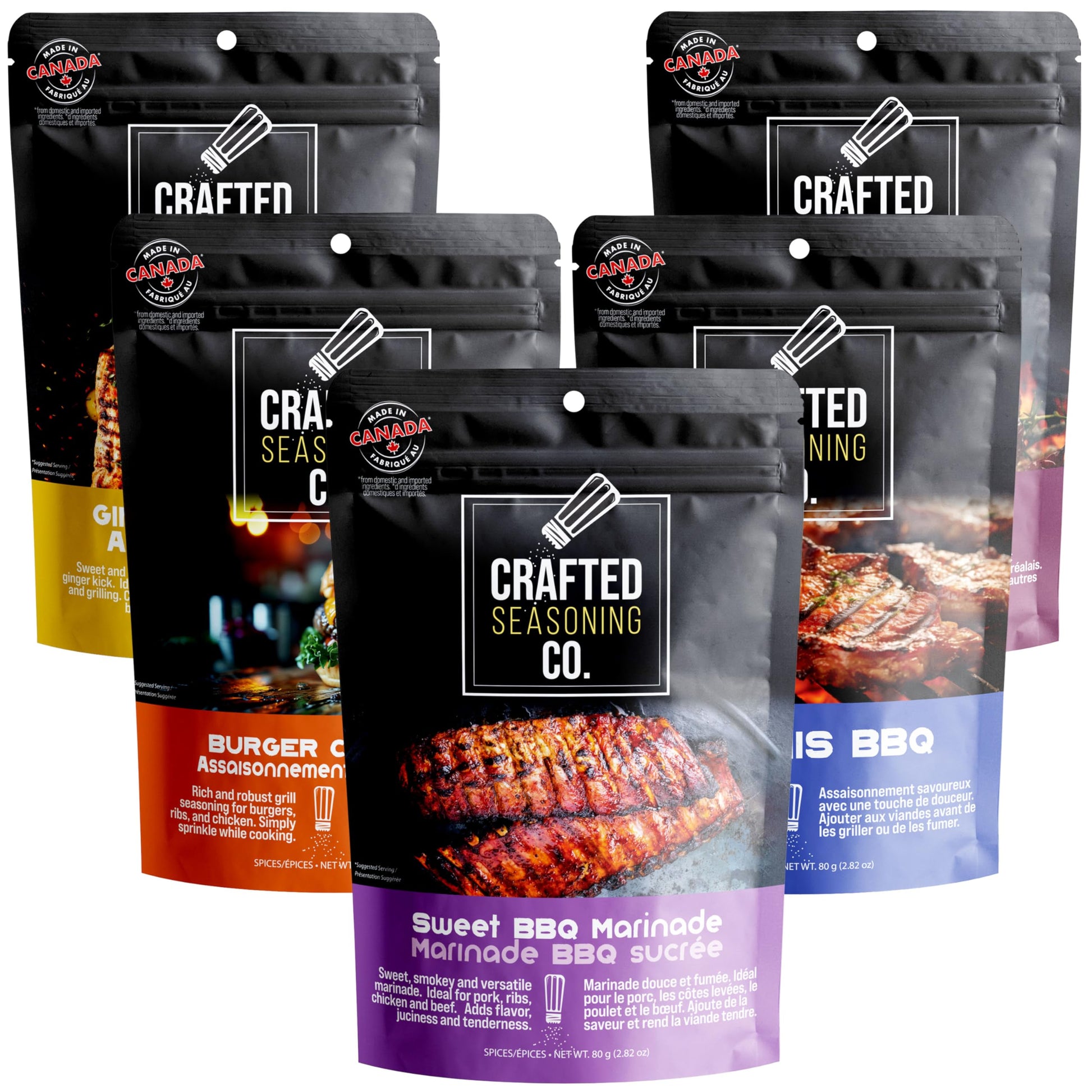 Crafted Seasoning Co. Bbq Rubs & Seasonings Gift Set (5 Pack) - Grilling & Aromatic Use Spices Variety Box - Smoker Seasonings - Bbq Gifts For Men  Dad  Fathers Day  Grill Lovers