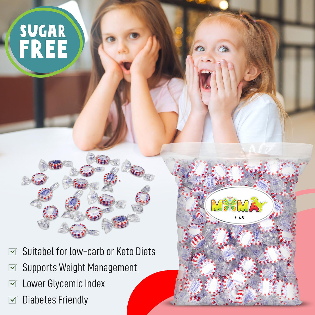 Starlight Sugar Free Peppermint Candy - 1 Lb Individually Wrapped Refreshing Peppermints In Bulk - Hard Mima'S Memorial Day Mega