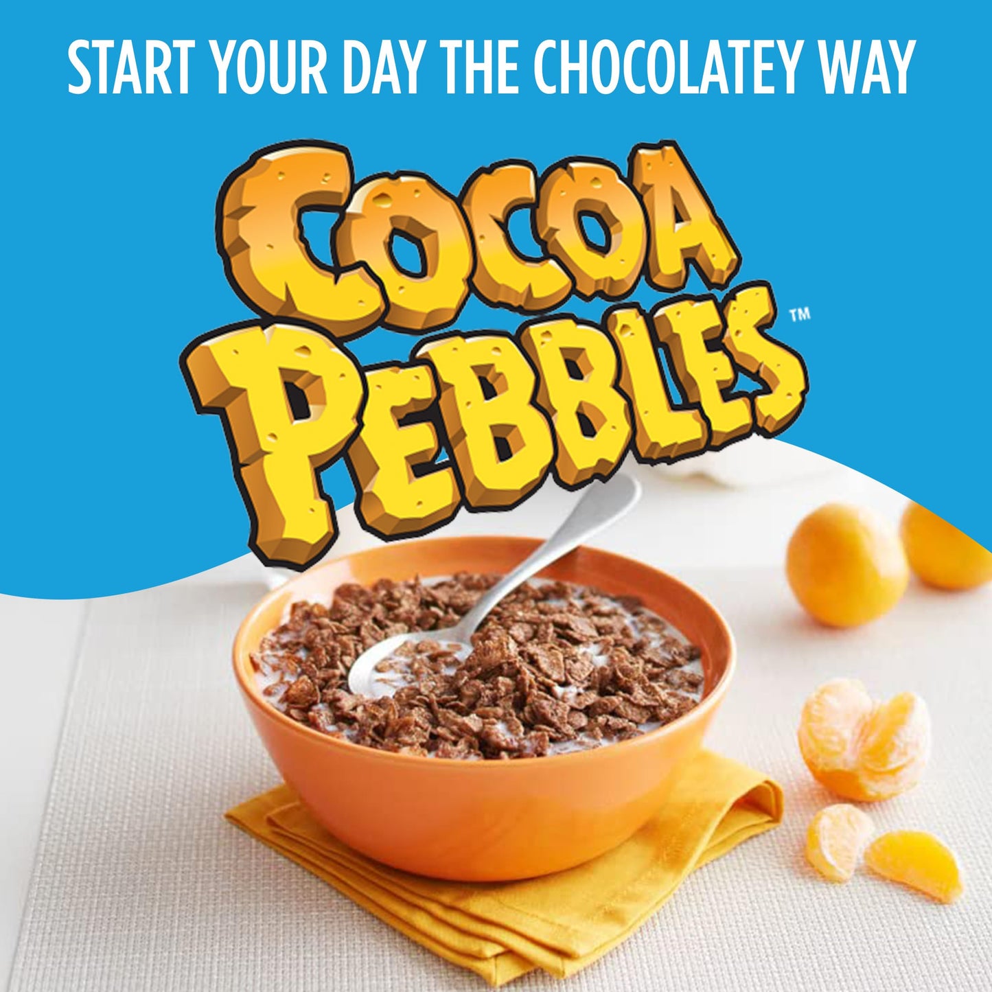 Post Cocoa Pebbles Breakfast Cereal, Gluten Free, Cocoa Flavored Crispy Rice Cereal, Breakfast Snacks, 19.5 Oz