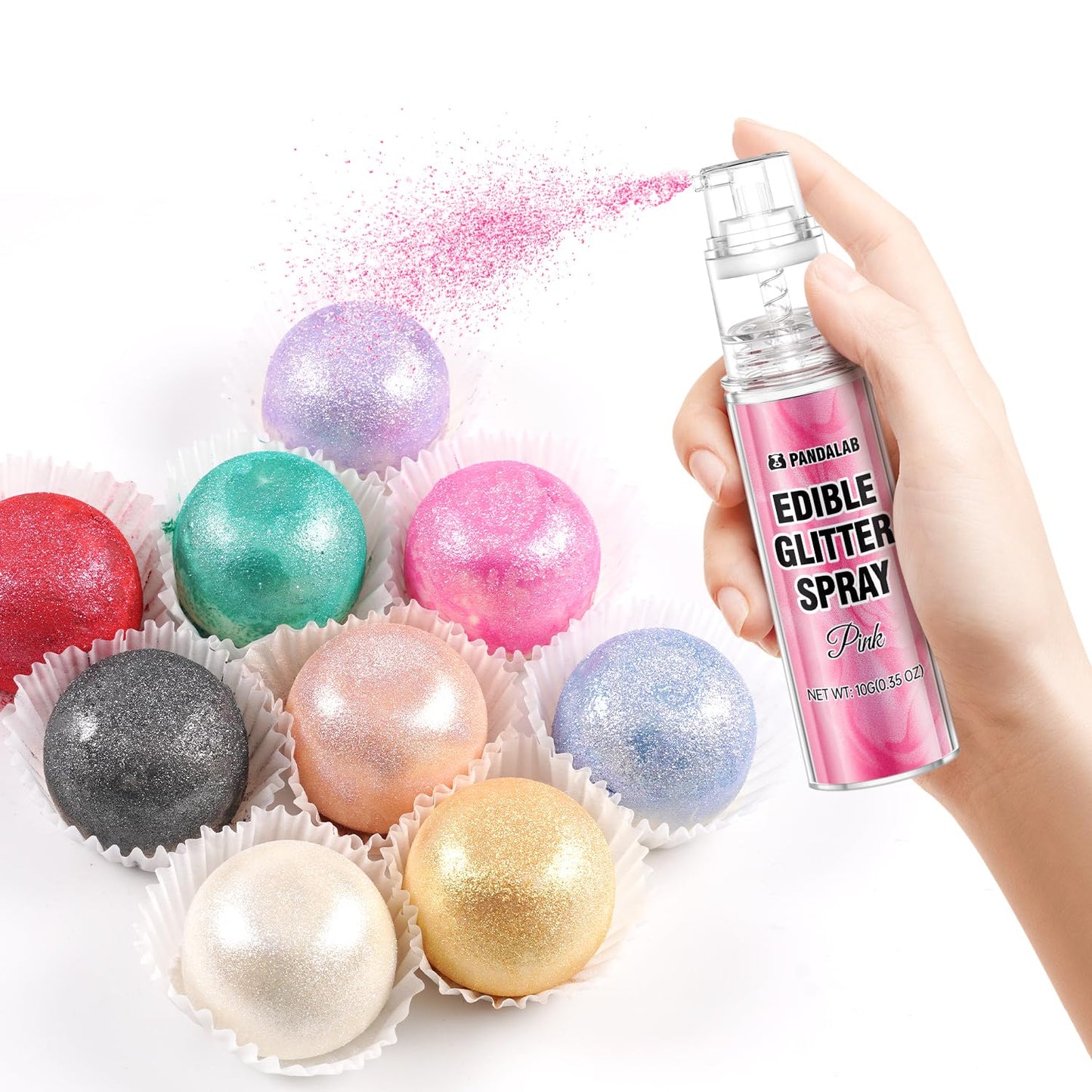 Pandalab Edible Glitter Spray - Pink & Blue Gold Food Grade Luster Dust for Drinks & Desserts, 0.35oz Bottle
