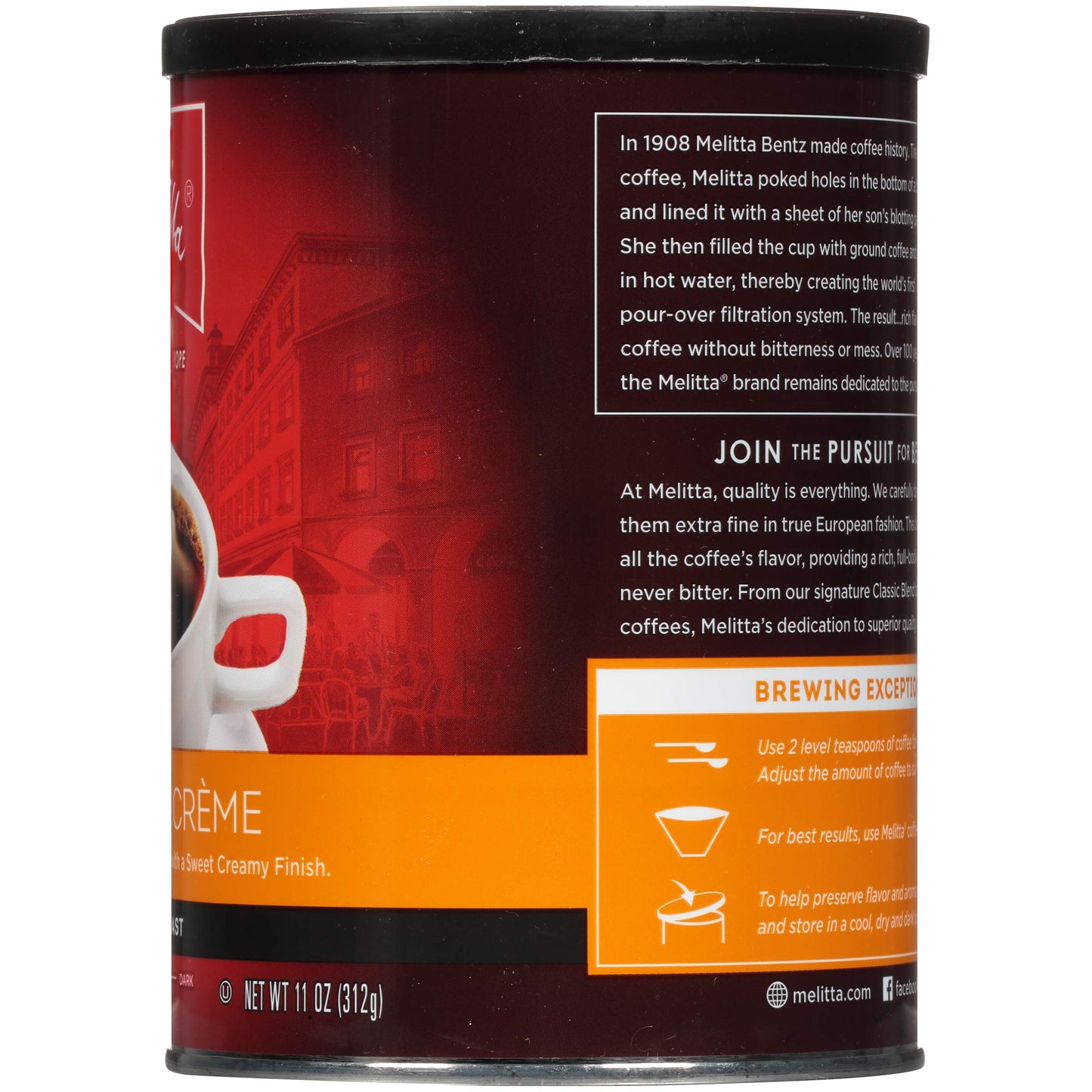 Melitta Hazelnut Crème Flavored Coffee, Medium Roast, Extra Fine Grind, 11 Ounce