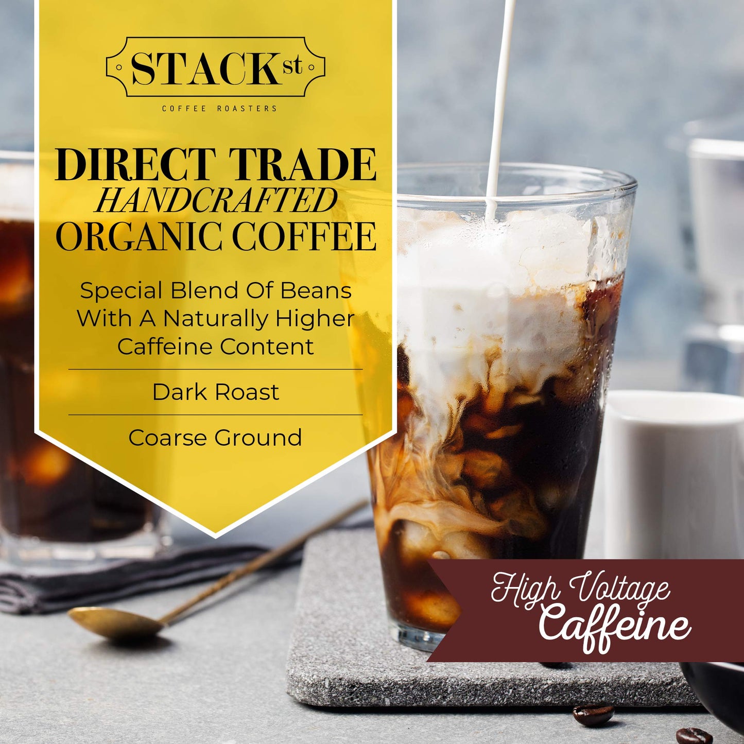 Stack Street Organic Cold Brew Coffee, Dark Roast, Coarse Ground, 1 LB