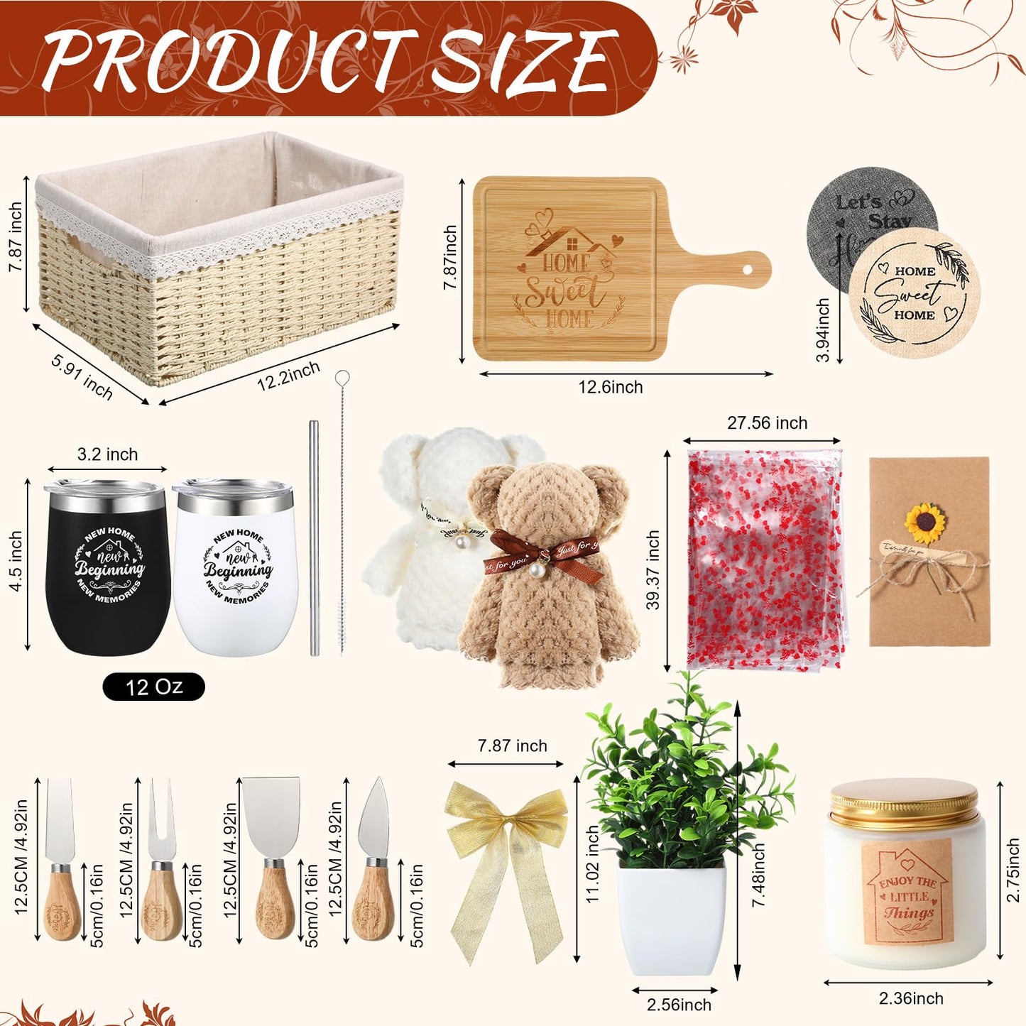 RimCereal House Warming Gifts Basket 21 Pieces Housewarming Gift for New Apartment Closing Gifts for Buyers Couples Women Men Ne