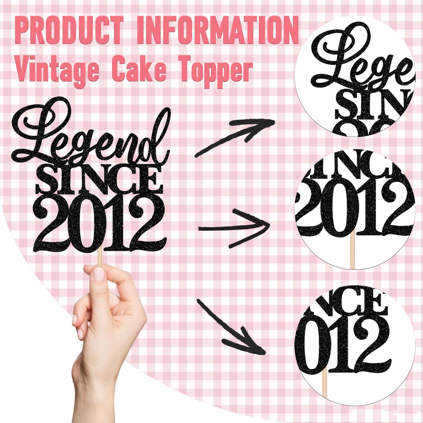 Rssta i Cake Topper Glitter Happy 13th Birthday Decoration - Black