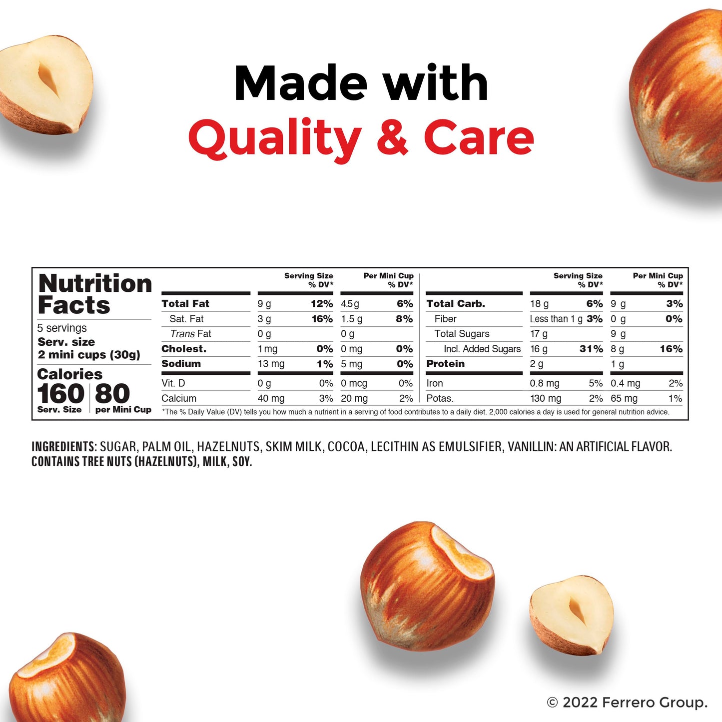 Nutella Hazelnut Spread With Cocoa For Breakfast, Bulk 120 Pack, 0.52 Oz Mini Cup