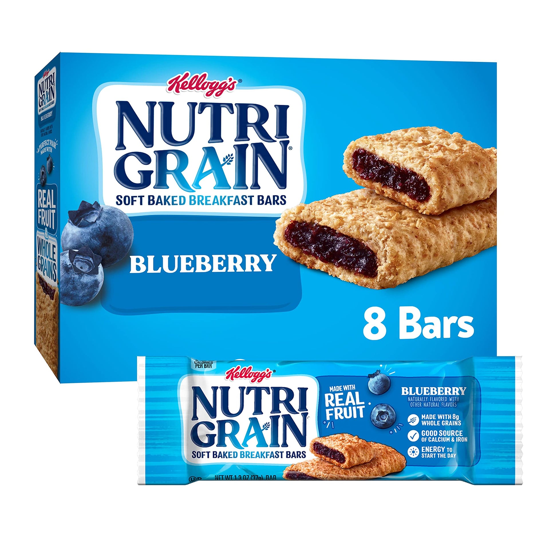 Kelloggs Nutri-Grain Cereal Bars (Blueberry, 8-Count Bars, Pack of 6)