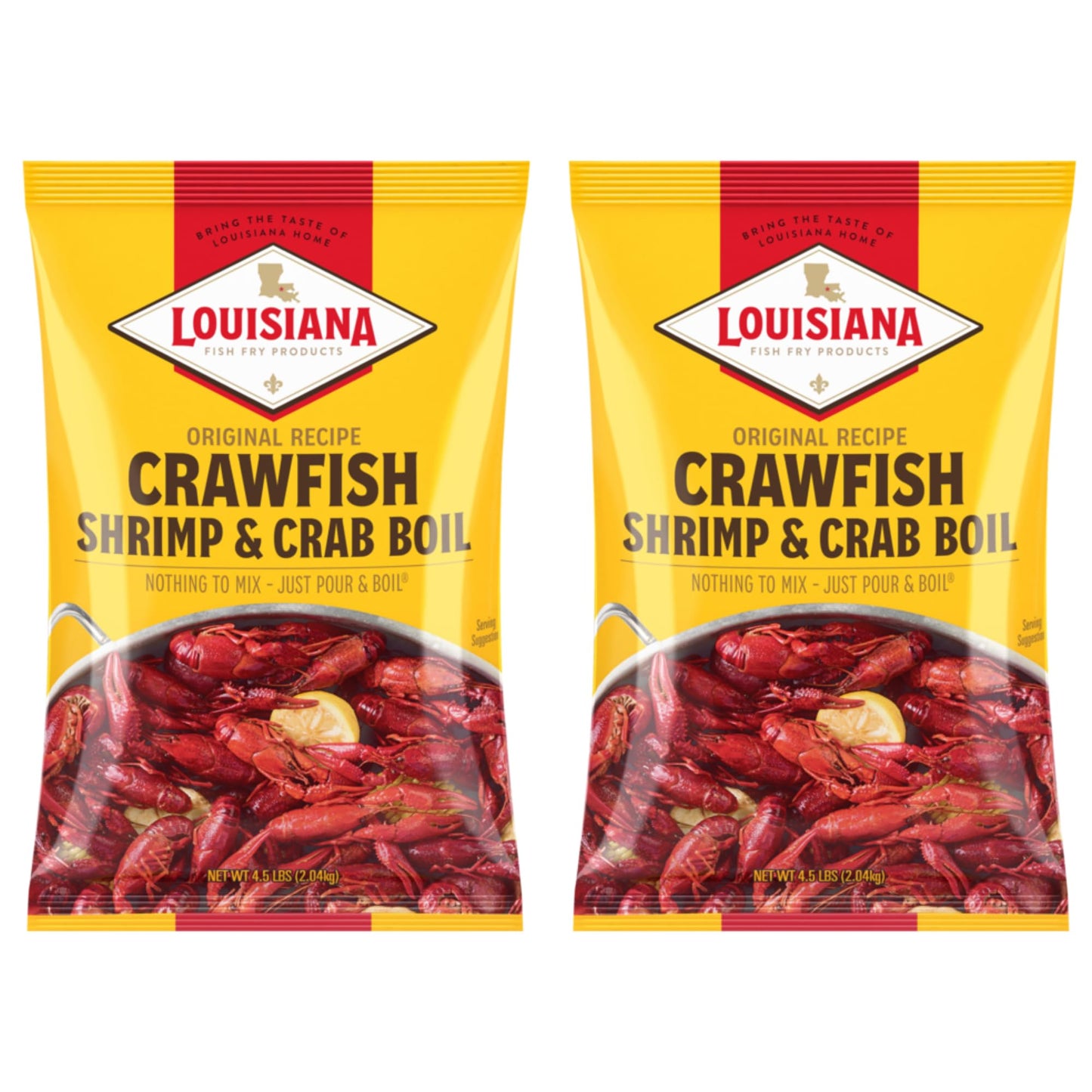 Louisiana Fish Fry Products Crawfish  Shrimp & Crab Boil Seasoning - Spicy & Delicious Seafood Powder Complete Seasoning - Low Salt Cajun Seasoning 4.5 Lbs (Pack Of 2 Bags)