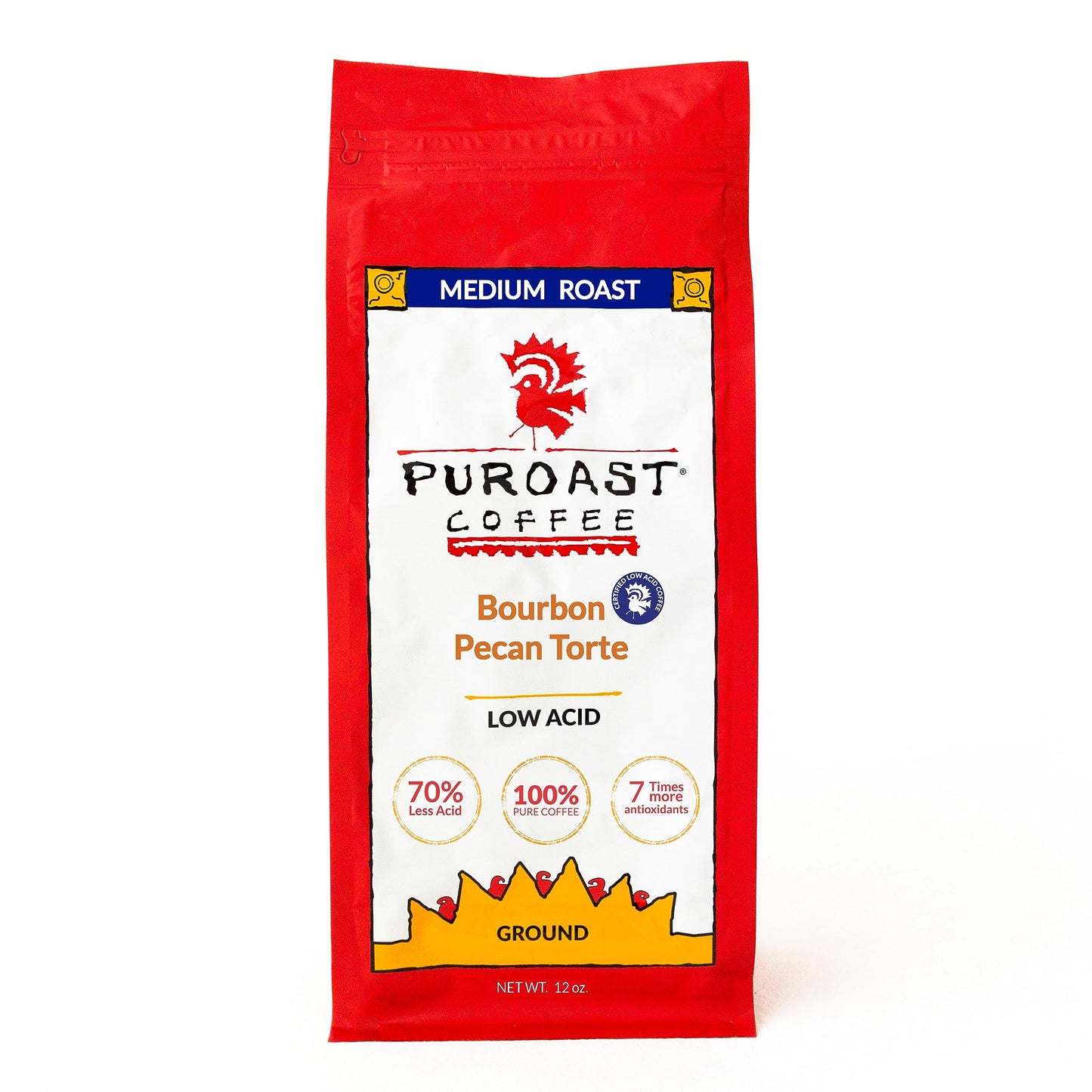 Puroast Coffee Bourbon Pecan Torte Ground Coffee | Medium Roast | 12 oz | Specialty Flavored Coffee