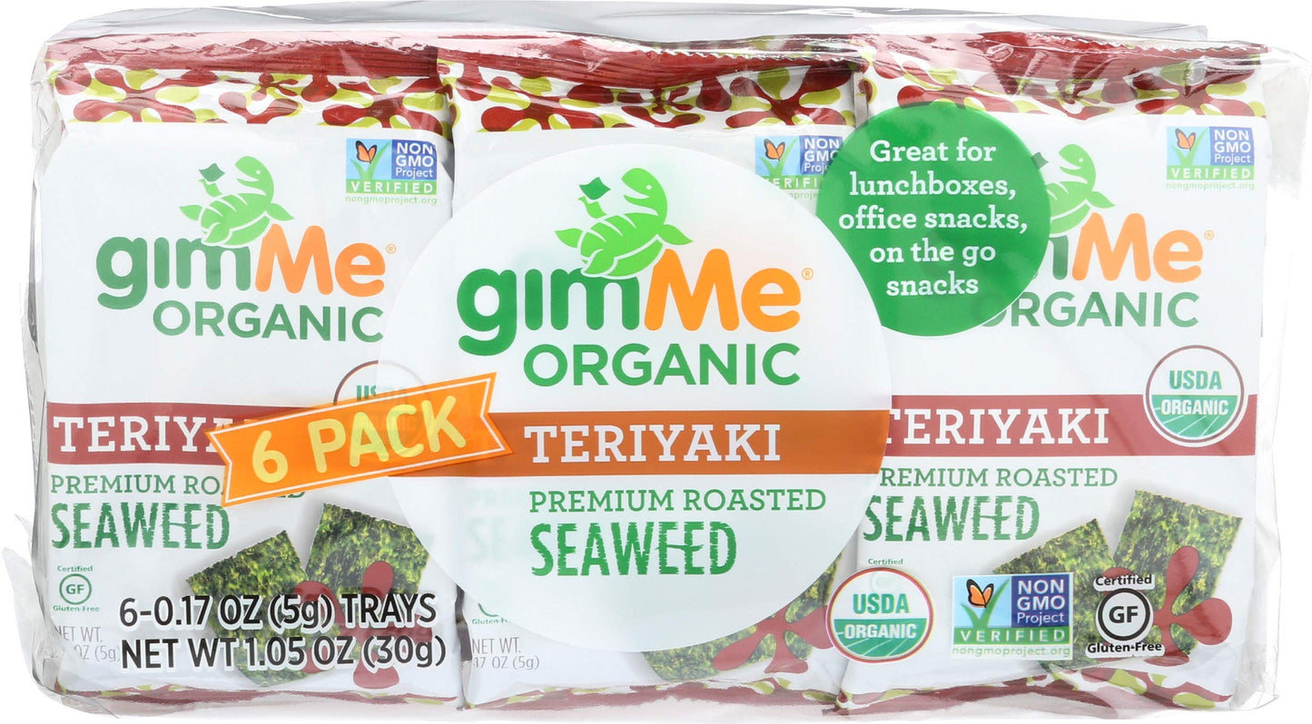 Gimme Seaweed Snacks Organic Seaweed Snack - Teriyaki - Case of 8 - 6/.17 oz