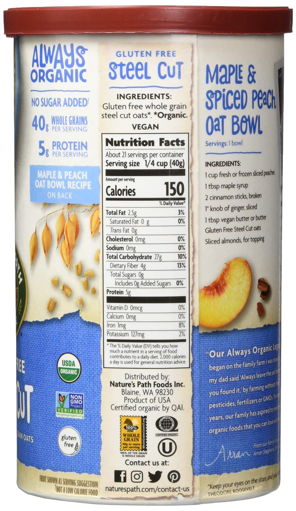 NATURES PATH OATS GF STEEL CUT ORG 30 OZ (Pack of 2)
