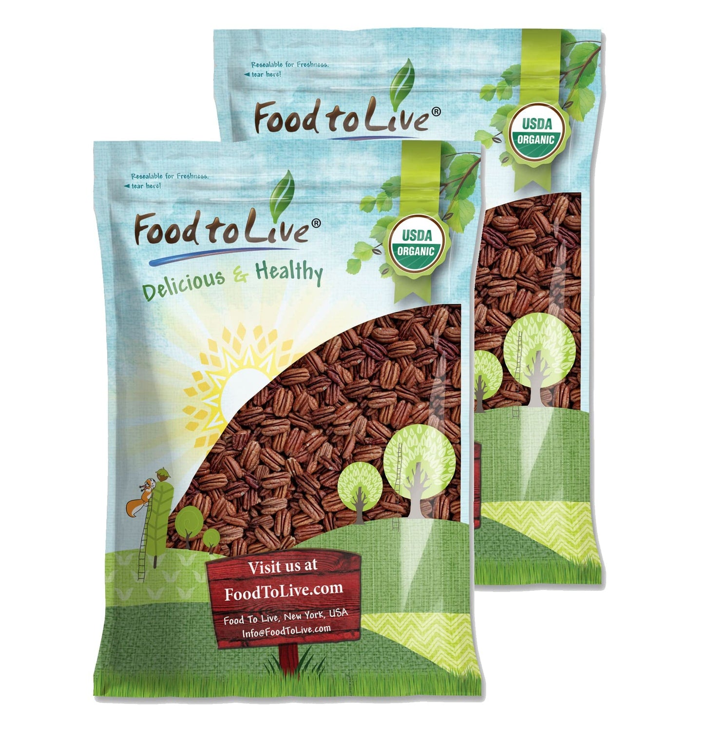Food to Live Organic Dry Roasted Pecan Halves with Himalayan Salt, 12 Pounds Non-GMO, Oven Roasted Lightly Salted Nuts, No Oil A