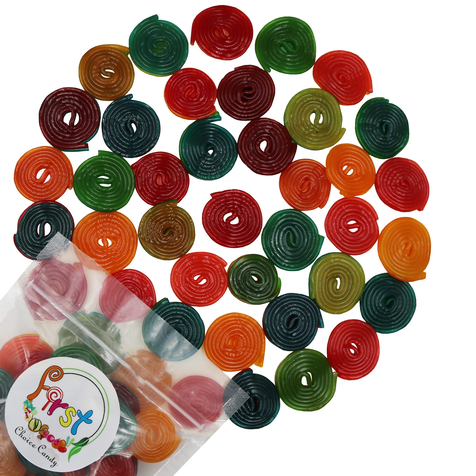FirstChoiceCandy Licorice Wheels Gummy Candy (Two Faced Rainbow, 2 Pound)