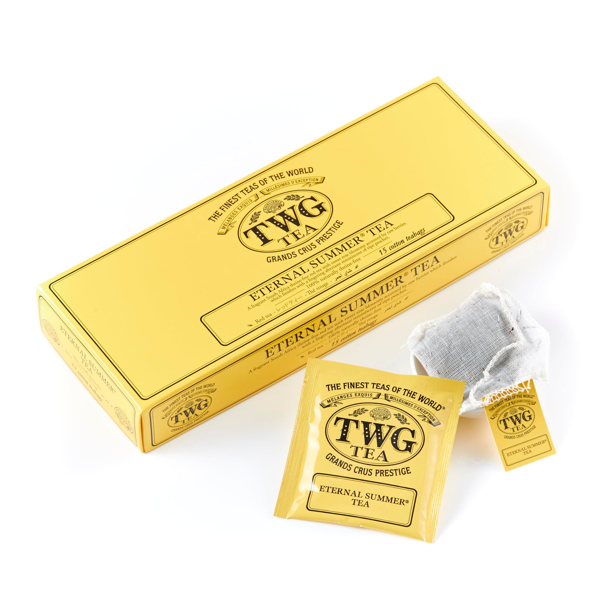 TWG Tea | Eternal Summer Tea | Rooibos Tea | Flowers & Redcurrant | 15 Hand Sewn Cotton Tea Bags | Gift Set