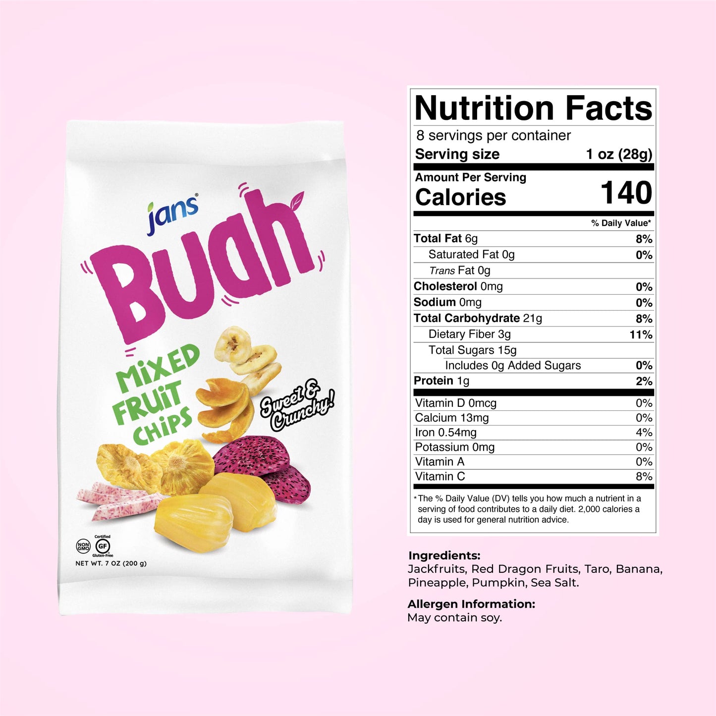 Jan'S Buah Dried Fruit Chips - Experience Real Fruit, Gluten-Free, Sweet & Crunchy, Ready-To-Eat, Perfect For Anytime Snacking (