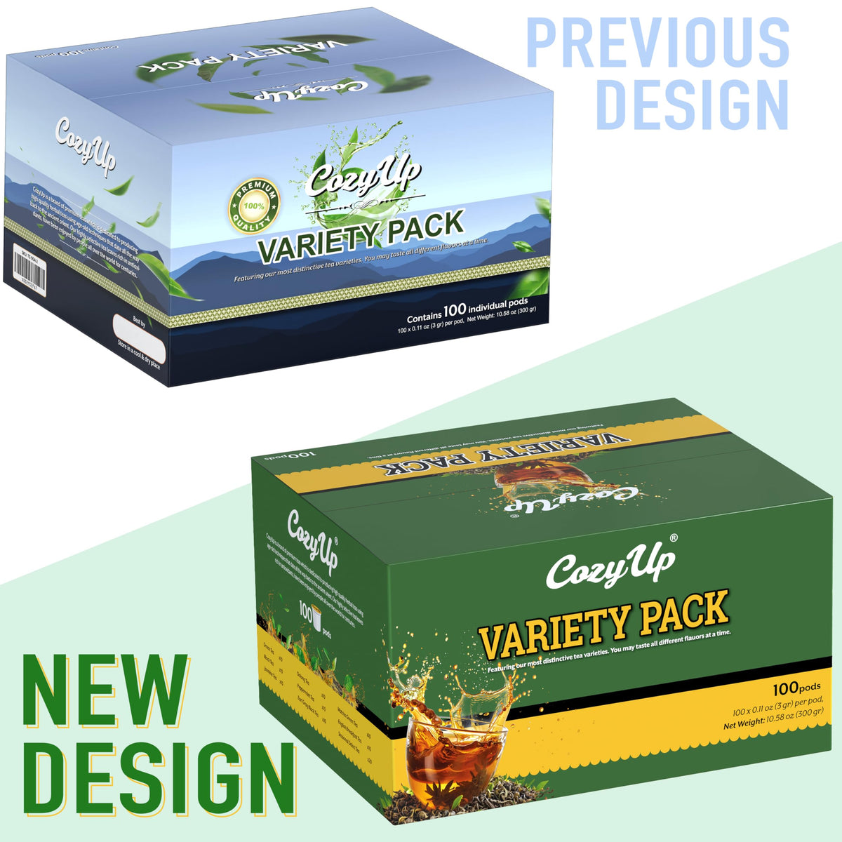 Cozy Up | 10 Flavor | Variety Tea Sampler Pack | Compatible with Keurig K-Cup malt-inspired | 100-count