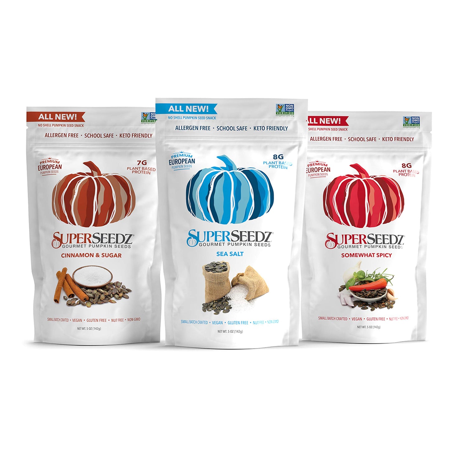 Superseedz Dry Roasted Pumpkin Seeds - Cinnamon & Sugar Pepitas, Vegan, Whole 30, Paleo, Healthy Snacks, 8G Plant Based Protein, Produced In Usa, Dairy Free, Nut Free, Gluten Free Snack (5Oz, 6-Pack)