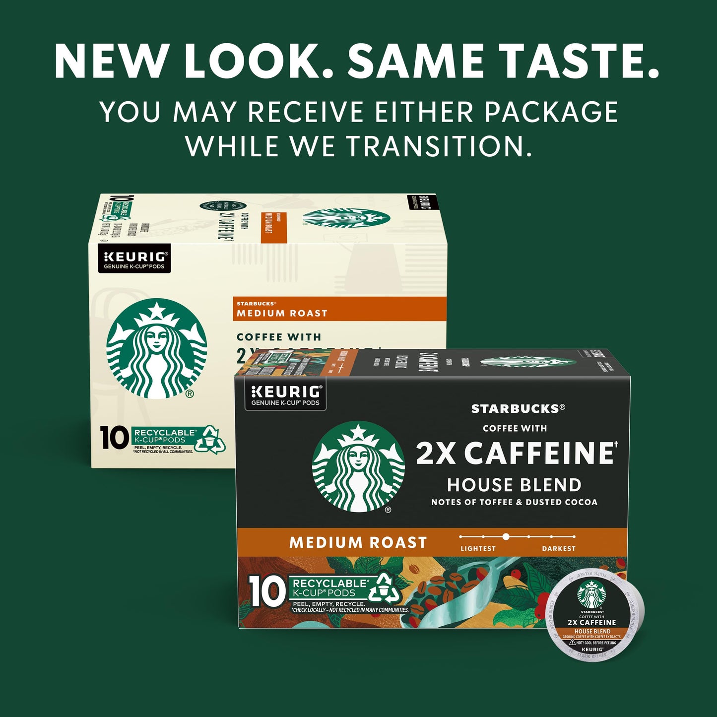 Starbucks K-Cup Coffee Pods, Medium Roast with 2X Caffeine, 10 Count per Box, 6 Boxes (60 Pods Total)