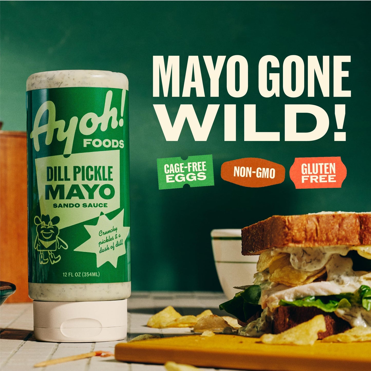 Ayoh Foods  Sando Sauce  Sandwich Sauce  (1-12 Ounce Bottle) - Creamy & Flavorful  Perfect for Sandwiches  Wraps & Dips  Created by Molly Baz (Dill Pickle)