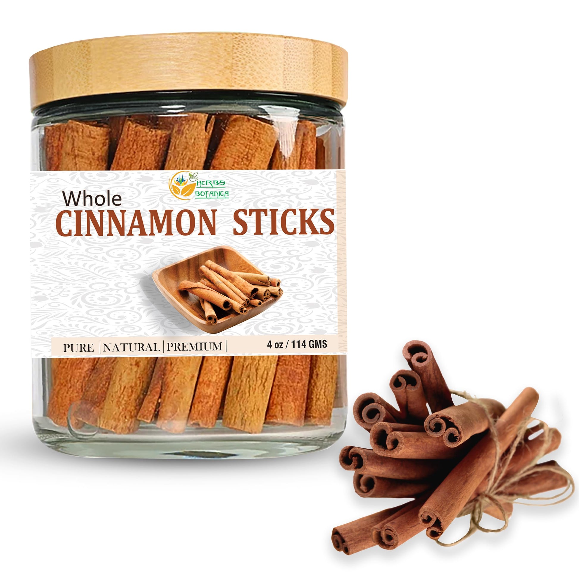 Herbs Botanica Cinnamon Sticks Vietnamese Cinnamon Saigon Cinnamon 100% Natural Whole Cinnamon Sticks For Cooking, Baking, Teas, Beverages 3 Inch+ Size Fresh And Aromatic, Perfect For Bulk Use 4 Oz