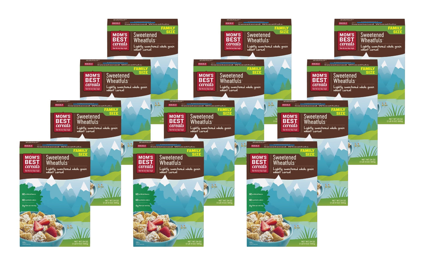 Mom'S Best Sweetened Wheatfuls Cereal, Whole Grain, No High Fructose Corn Syrup, 24 Oz Box (Pack Of 12)