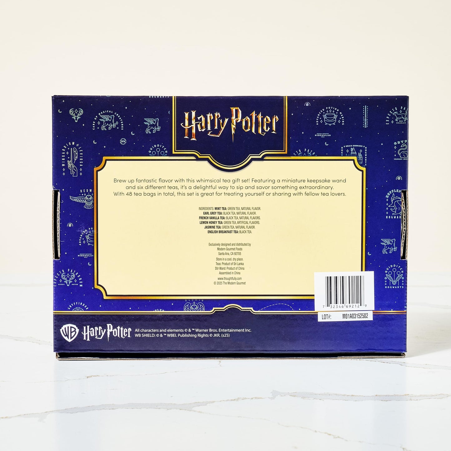 Harry Potter, Tea Gift Set, Includes Stir Wand And 48 Tea Bags In 6 Flavors, Harry Potter Gifts Tea Box With Both Green Tea Bags And Black Tea Bags